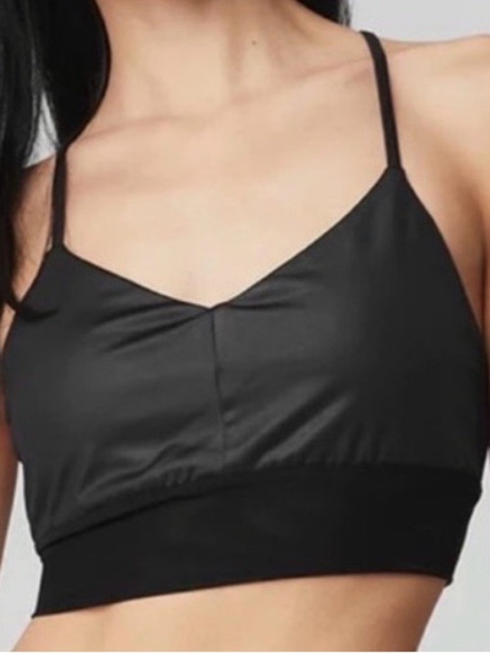 ALO Yoga Lavish Sports Bra in Black Glossy. Size SMALL.